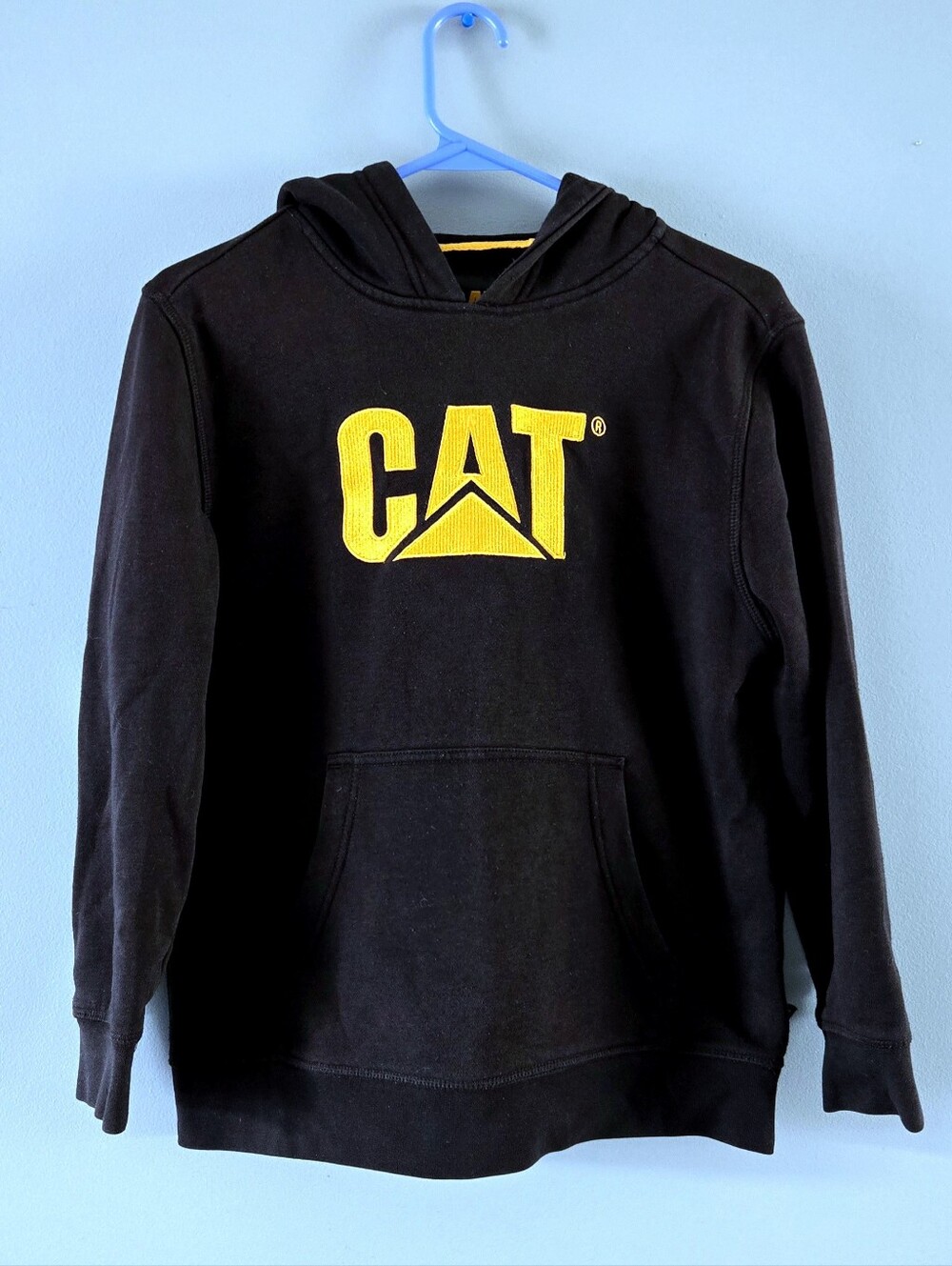 Boys Black Hoodie with Yellow CAT Logo
